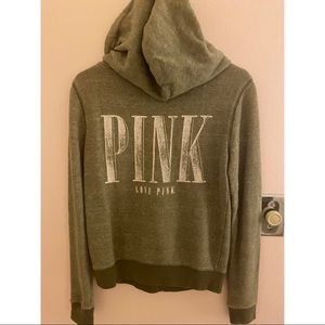 VS PINK Khaki Zip-Up Hoodie